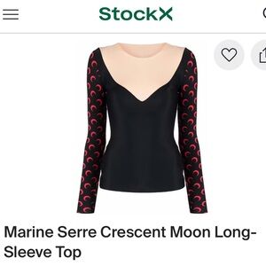 Marine Serre Black and Red Crescent Moon Long Sleeve Top